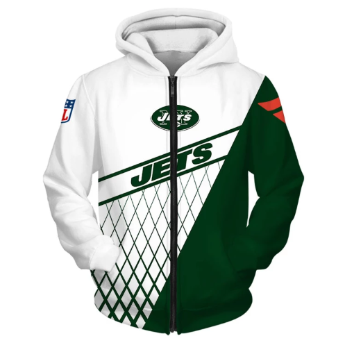 New York Jets Top Logo 3D Zipper Hoodie Jacket