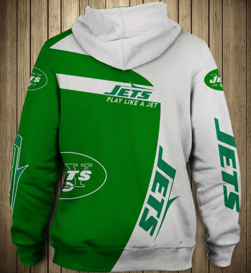 New York Jets White Hood 3D Pullover Hoodie - Image 2