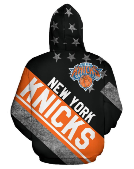 New York Knicks Stripe With Stars 3D Printed Pullover Hoodie - Image 2