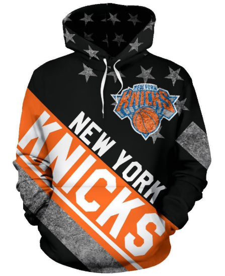 New York Knicks Stripe With Stars 3D Printed Pullover Hoodie