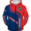 New York Rangers Half Color 3D Printed Zipper Hoodie Jacket
