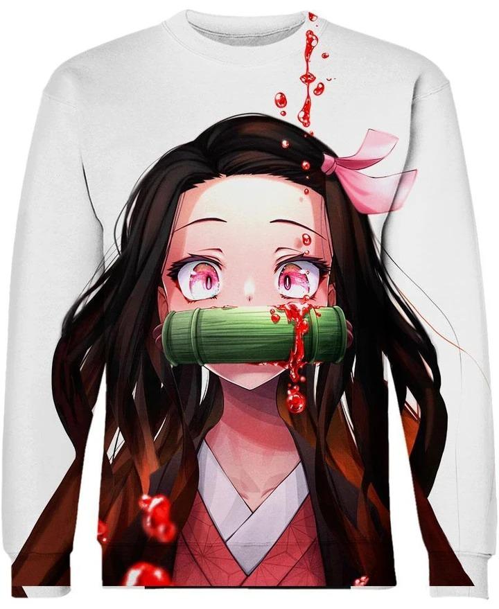 Nezuko Kamado - Demon Slayer - Kimetsu No Yaiba 3D Crewneck Sweatshirt V1
