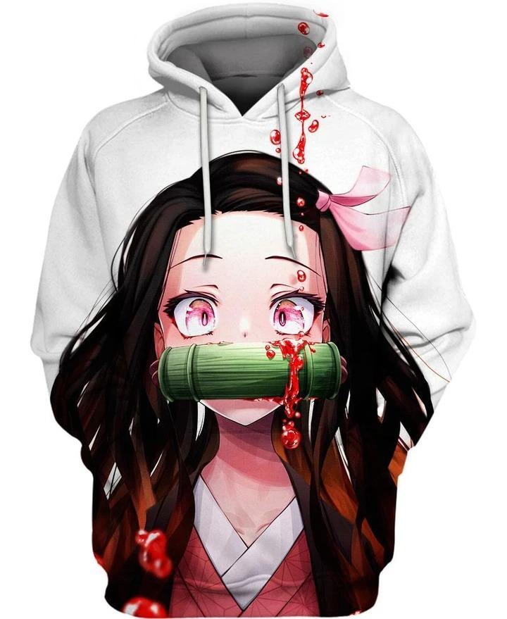 Nezuko Kamado - Demon Slayer - Kimetsu No Yaiba 3D Pullover Hoodie V3