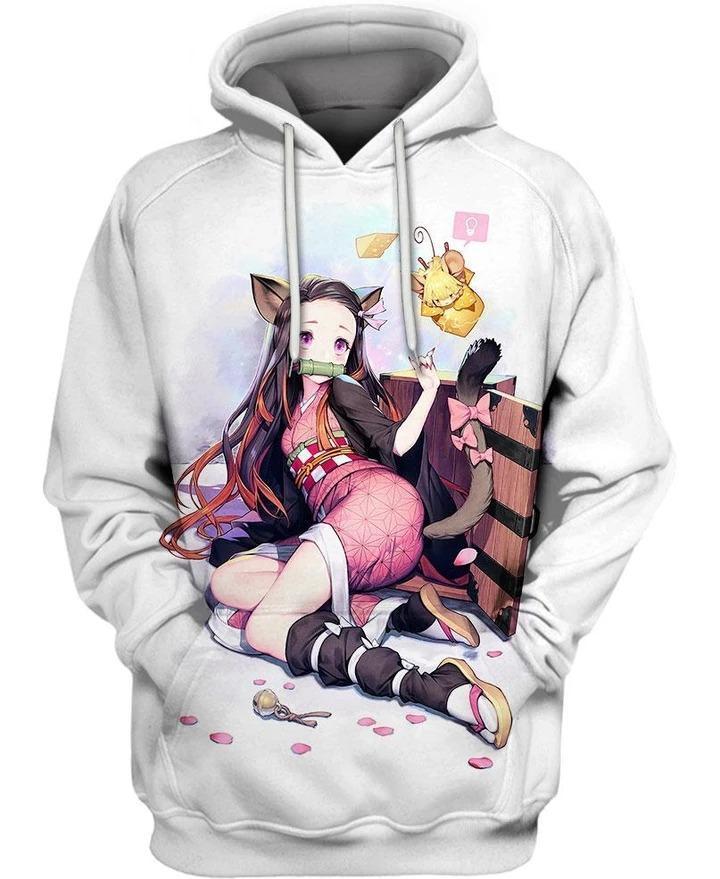 Nezuko Kamado - Demon Slayer - Kimetsu No Yaiba 3D Pullover Hoodie V8