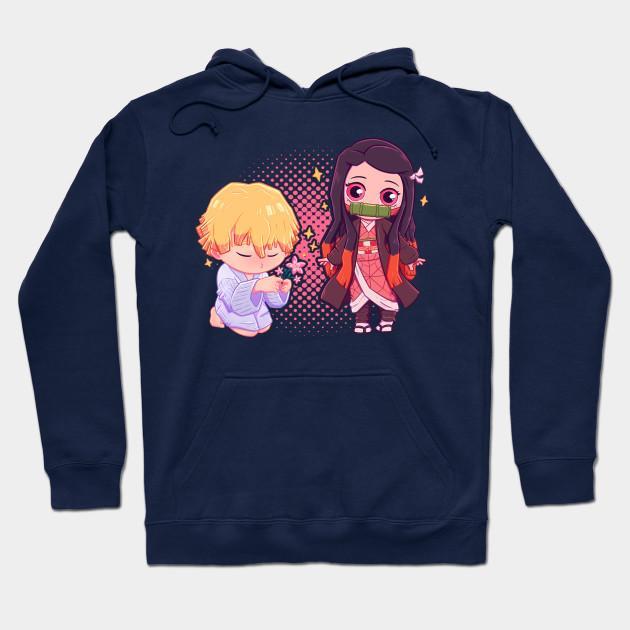 Nezuko Zenitsu - Demon Slayer - Kimetsu No Yaiba Pullover Hoodie Sweatshirt V4