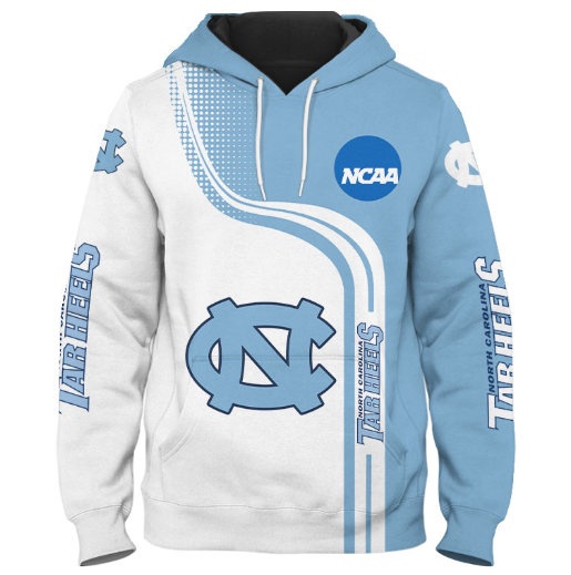 North Carolina Tar Heels Half Color 3D Printed Pullover Hoodie