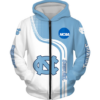 North Carolina Tar Heels Half Color 3D Printed Zipper Hoodie Jacket