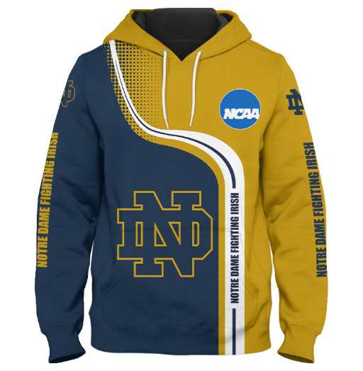 Notre Dame Fighting Irish Half Color 3D Printed Pullover Hoodie