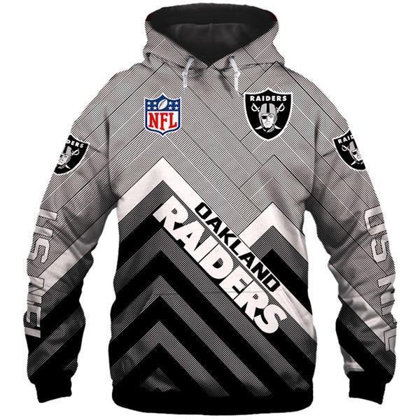 Oakland Raiders 3D Logo Name Printed Pullover Hoodie