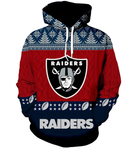 Oakland Raiders 3D Pattern Pullover Hoodie