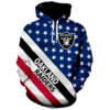 Oakland Raiders American Flag 3D Printed Pullover Hoodie