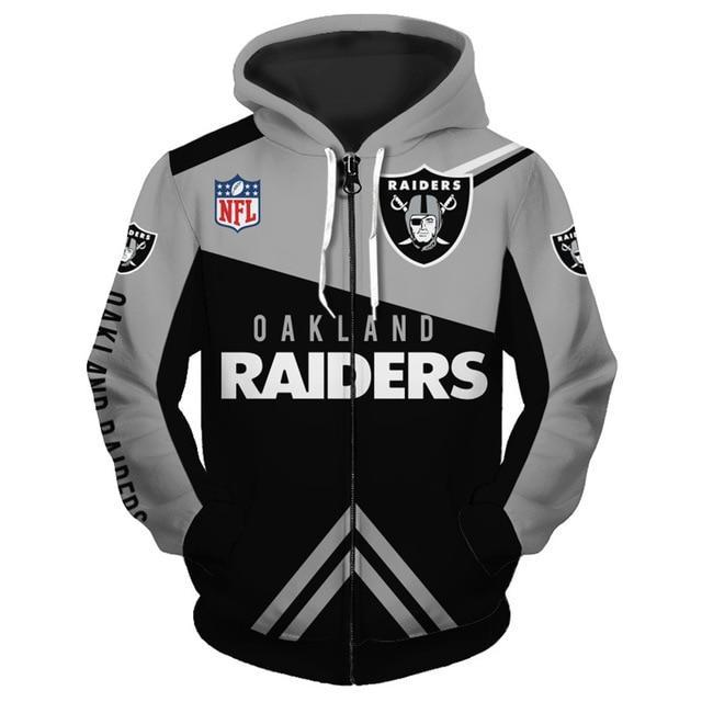 Oakland Raiders Half Color 3D Zipper Hoodie Jacket