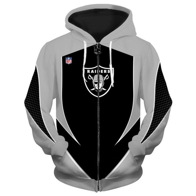 Oakland Raiders Middle Logo 3D Printed Zipper Hoodie Jacket