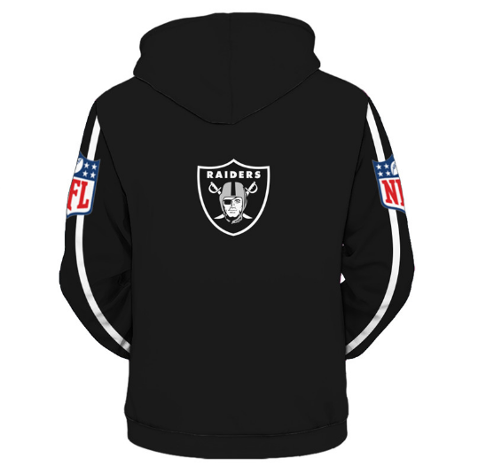 Oakland Raiders Solid Color 3D Zipper Hoodie Jacket - Image 2