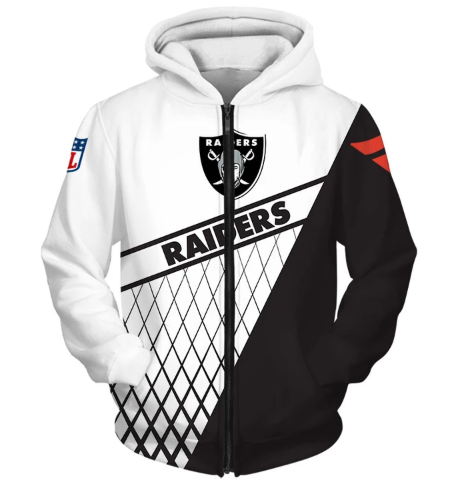 Oakland Raiders Top Logo 3D Zipper Hoodie Jacket