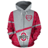 Ohio State Buckeyes Heart In Chest 3D Zipper Hoodie Jacket