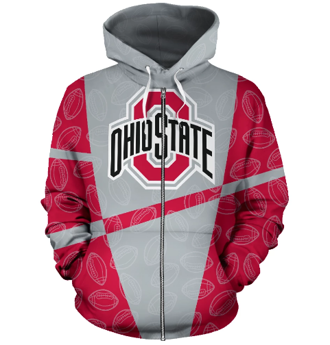 Ohio State Buckeyes Logo 3D Zipper Hoodie Jacket