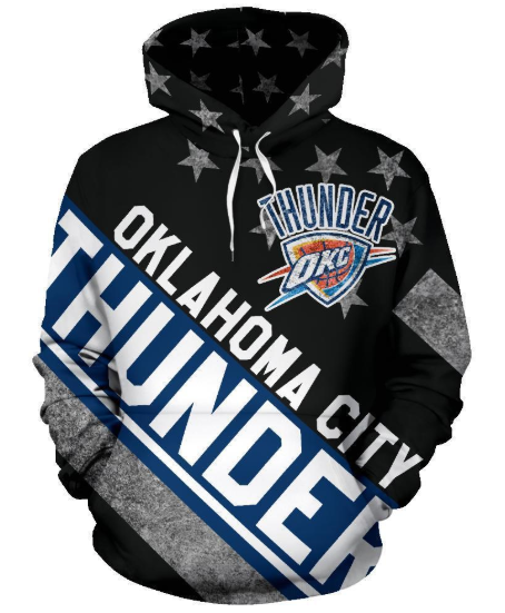 Oklahoma City Thunder Stripe With Stars 3D Printed Pullover Hoodie