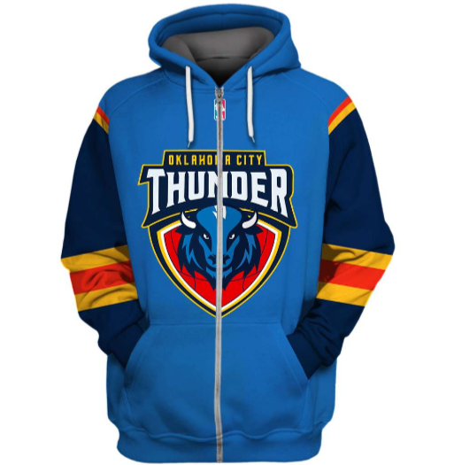 Oklahoma City Thunder Symbol 3D Printed Zipper Hoodie Jacket