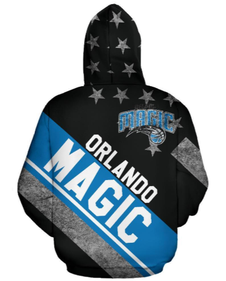 Orlando Magic Stripe With Stars 3D Printed Pullover Hoodie - Image 2