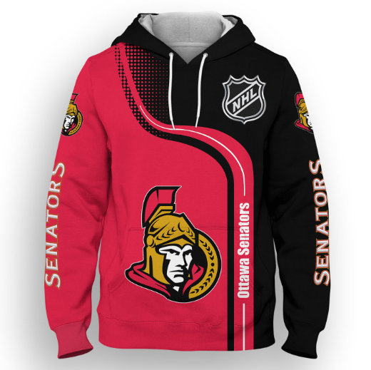 Ottawa Senators Half Color 3D Printed Pullover Hoodie