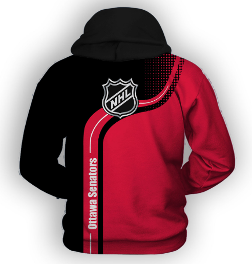Ottawa Senators Half Color 3D Printed Pullover Hoodie - Image 2