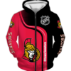 Ottawa Senators Half Color 3D Printed Zipper Hoodie Jacket