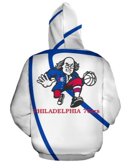 Philadelphia 76ers Simple 3D Printed Zipper Hoodie Jacket - Image 2