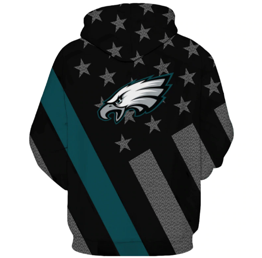 Philadelphia Eagles Black With Multi Star 3D Pullover Hoodie - Image 2