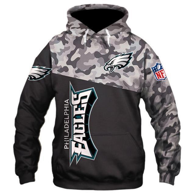 Philadelphia Eagles Half Camo 3D Pullover Hoodie
