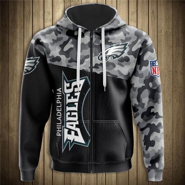 Philadelphia Eagles Half Camo 3D Zipper Hoodie Jacket