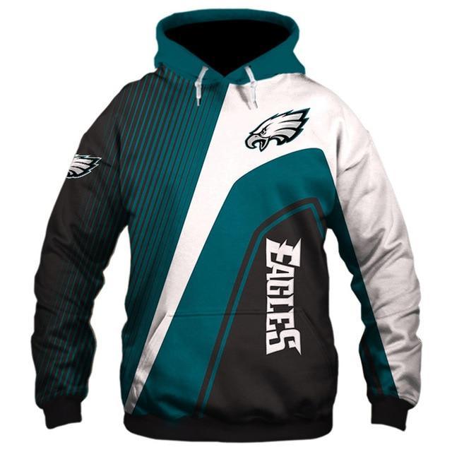 Philadelphia Eagles Hooded Matching Stripe 3D Pullover Hoodie