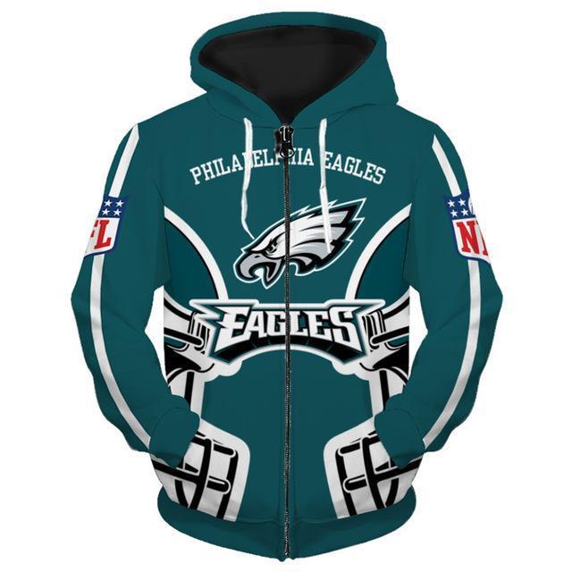 Philadelphia Eagles Solid Color 3D Zipper Hoodie Jacket