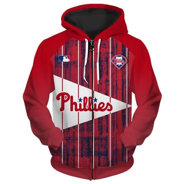 Philadelphia Phillies Logo With Short Name 3D Zipper Hoodie Jacket