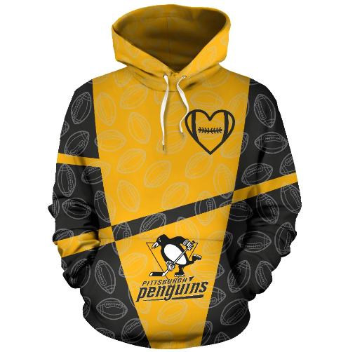 Pittsburgh Penguins Heart In Chest 3D Pullover Hoodie