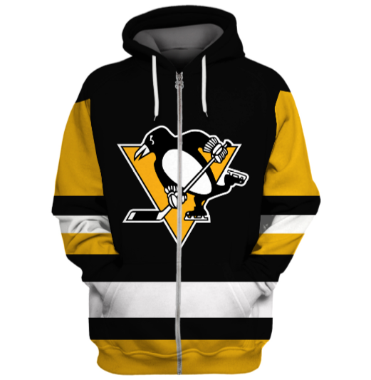 Pittsburgh Penguins Symbol Black 3D Zipper Hoodie Jacket