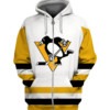 Pittsburgh Penguins Symbol White 3D Zipper Hoodie Jacket