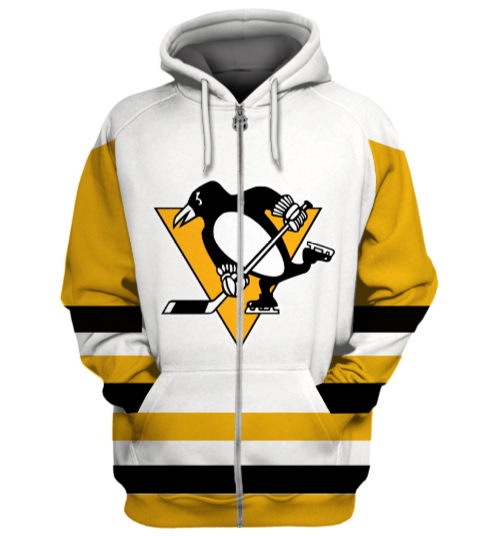 Pittsburgh Penguins Symbol White 3D Zipper Hoodie Jacket