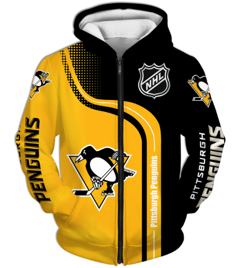 Pittsburgh Penguins Symbol Yellow 3D Zipper Hoodie Jacket