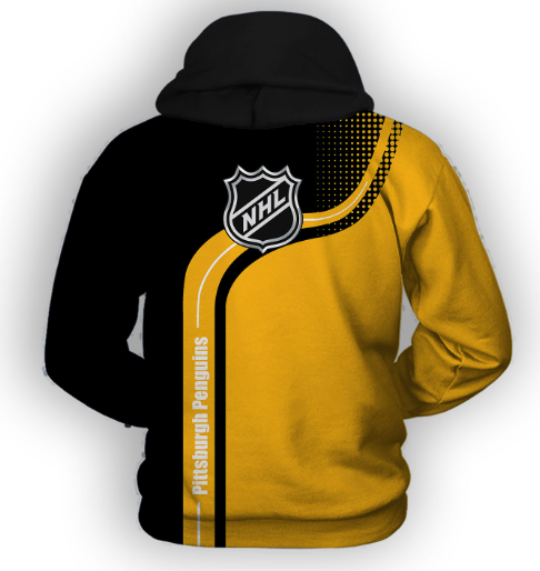 Pittsburgh Penguins Symbol Yellow 3D Zipper Hoodie Jacket - Image 2