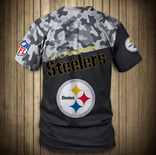 Pittsburgh Steelers Half Camo 3D T-Shirt - Image 2