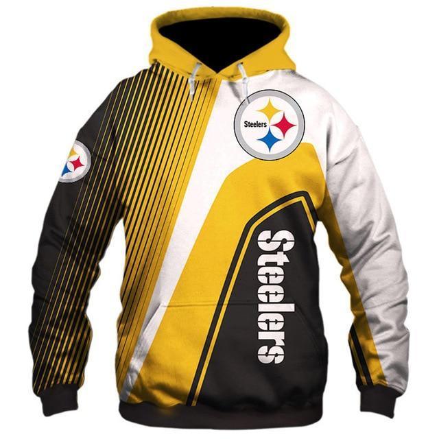 Pittsburgh Steelers Hooded Matching Stripe 3D Pullover Hoodie