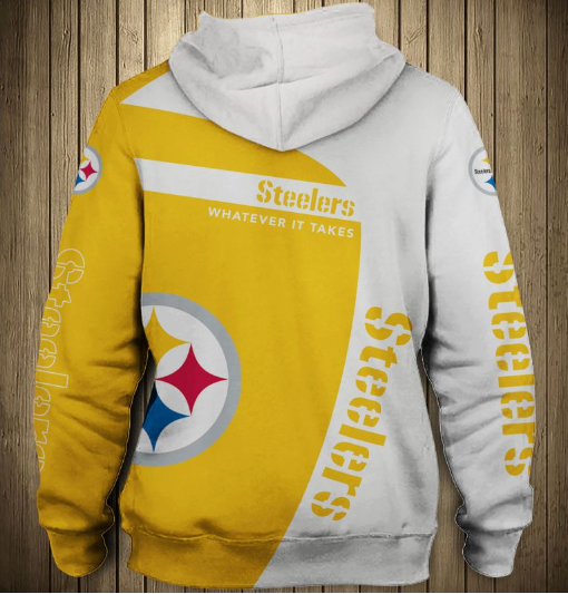 Pittsburgh Steelers White Hood 3D Pullover Hoodie - Image 2