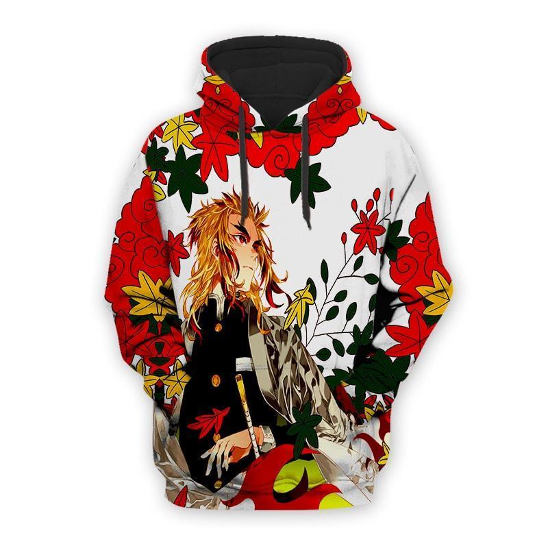 Rengoku Kyoujurou - Demon Slayer - Kimetsu No Yaiba 3D Pullover Hoodie V1
