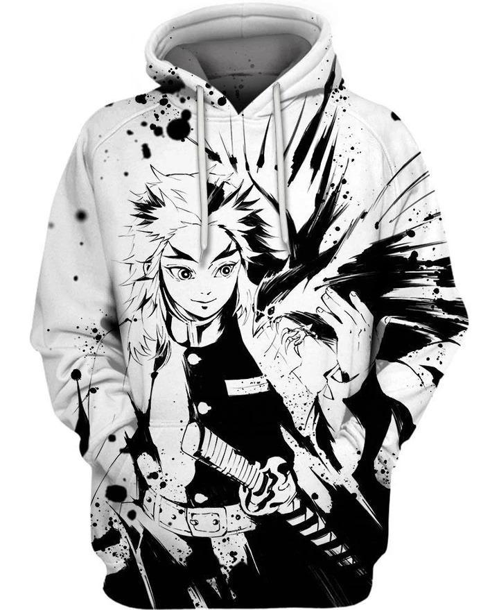 Rengoku Kyoujurou - Demon Slayer - Kimetsu No Yaiba 3D Pullover Hoodie V2