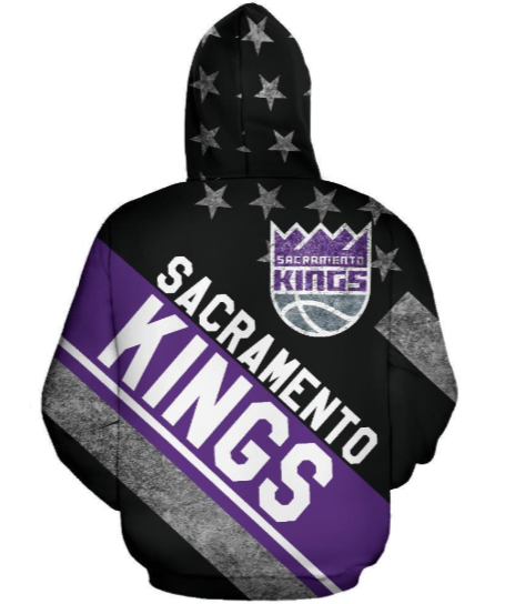 Sacramento Kings Stripe With Stars 3D Printed Pullover Hoodie - Image 2