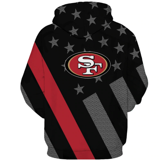 San Francisco 49ers Black With Multi Star 3D Pullover Hoodie - Image 2