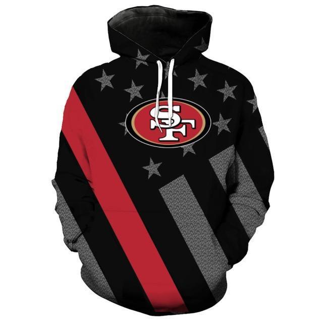 San Francisco 49ers Black With Multi Star 3D Pullover Hoodie