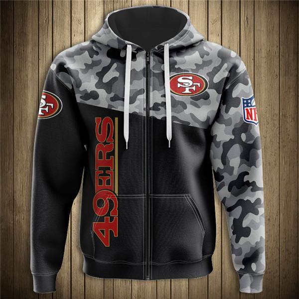 San Francisco 49ers Half Camo 3D Zipper Hoodie Jacket