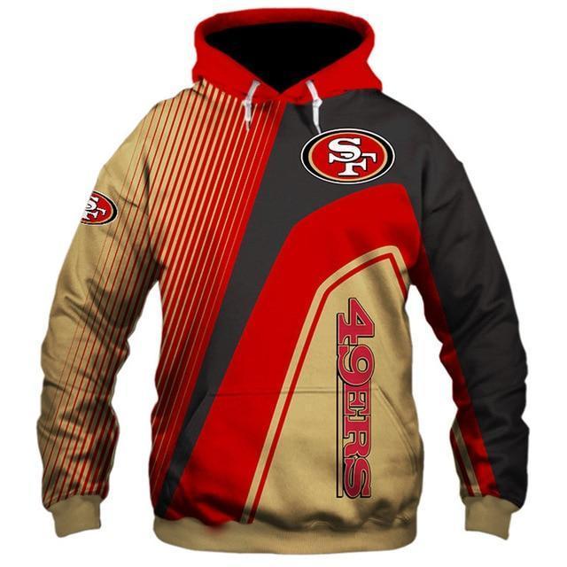 San Francisco 49ers Hooded Matching Stripe 3D Pullover Hoodie